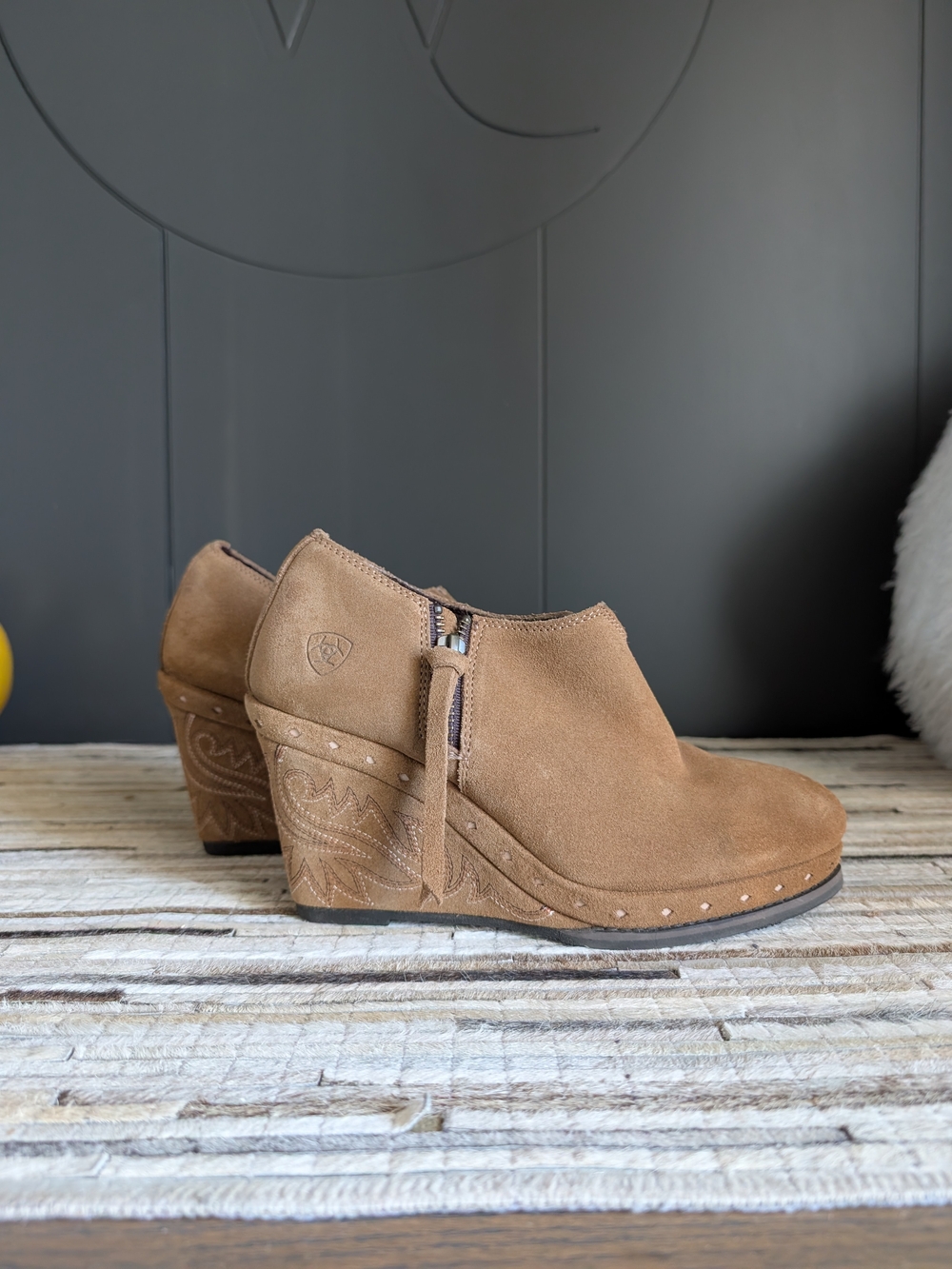 Ariat Briley Suede Wedge Booties in Brown - Women's Ankle Shoes